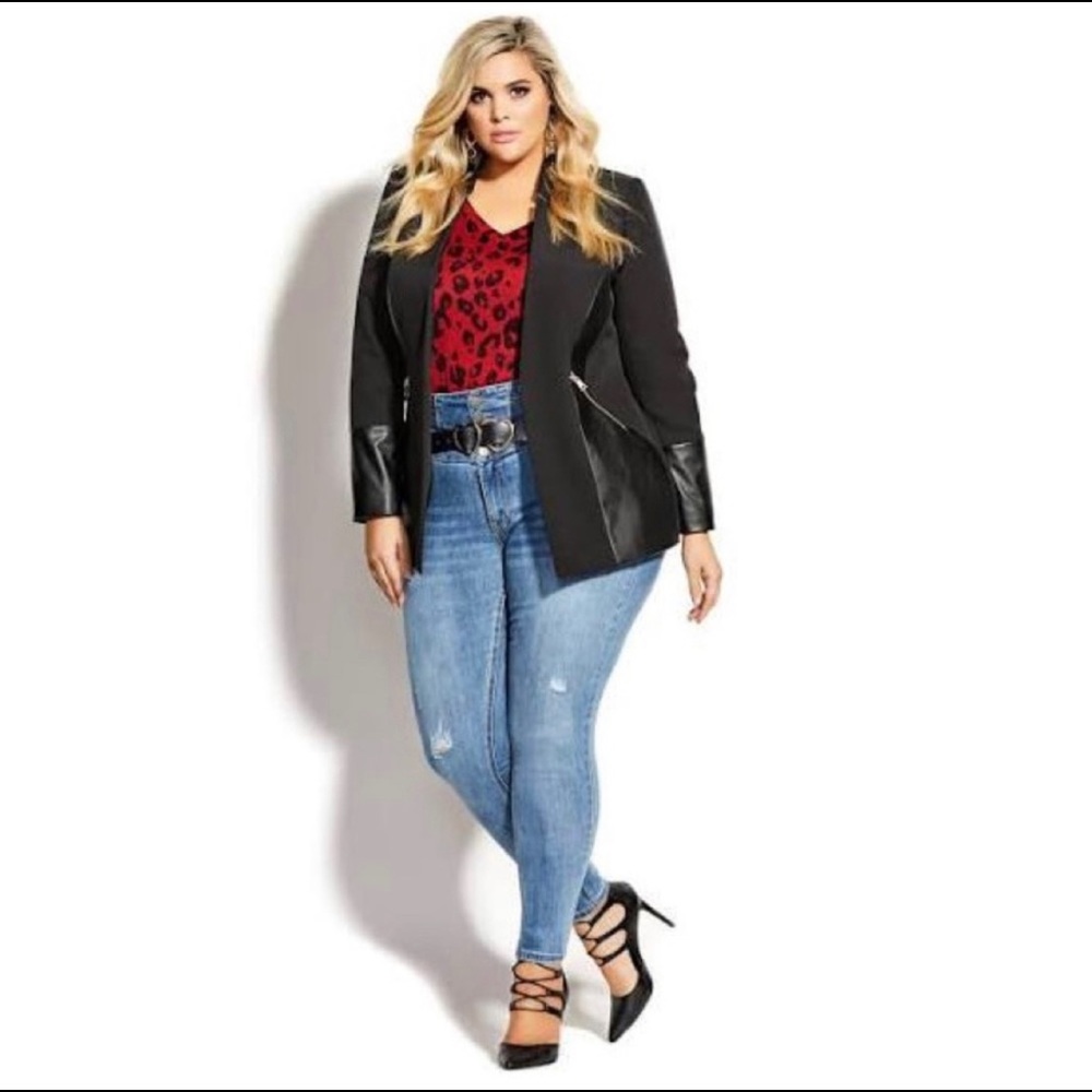 City Chic M/18 Black Paneled Detail Jacket